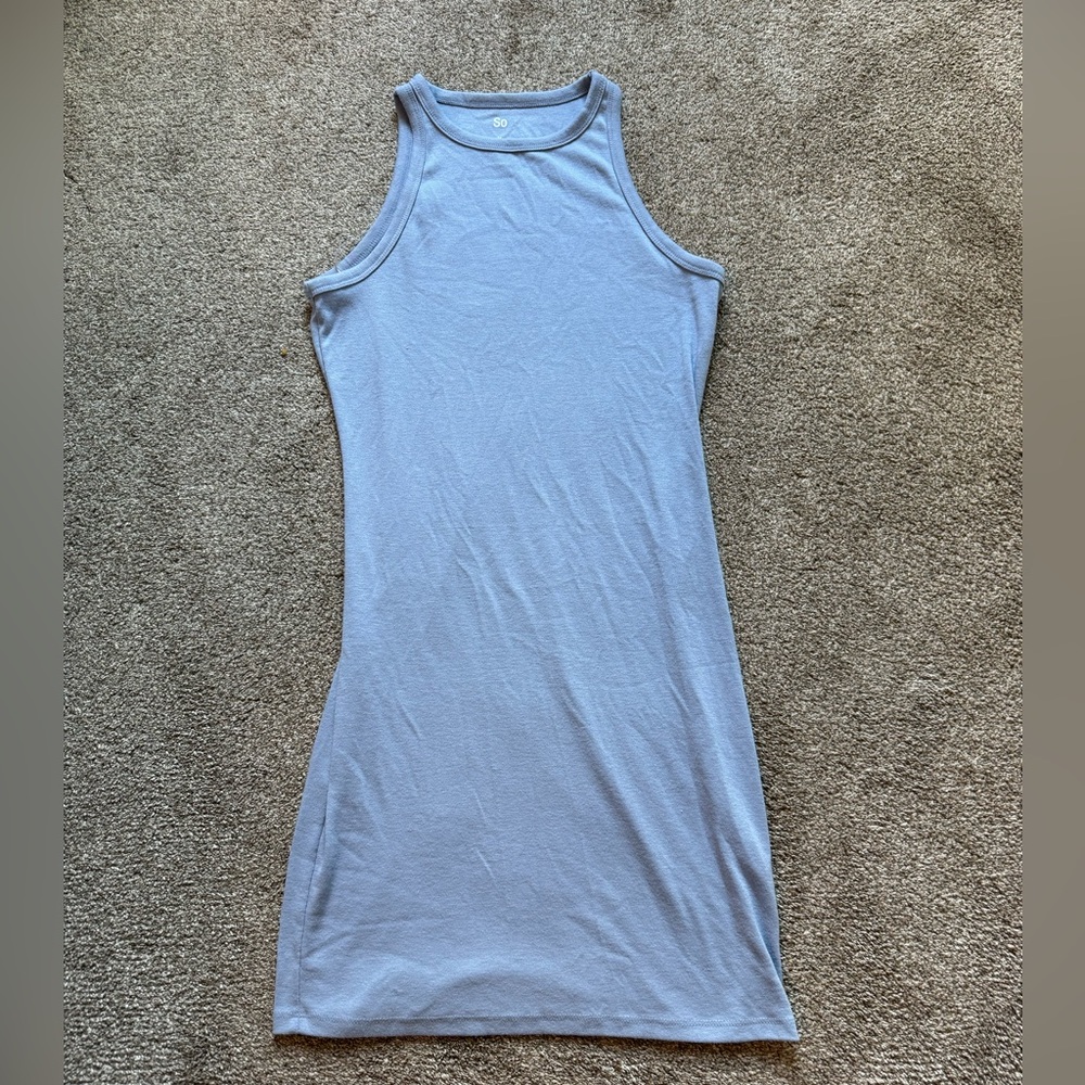 Woman tight light blue dress medium